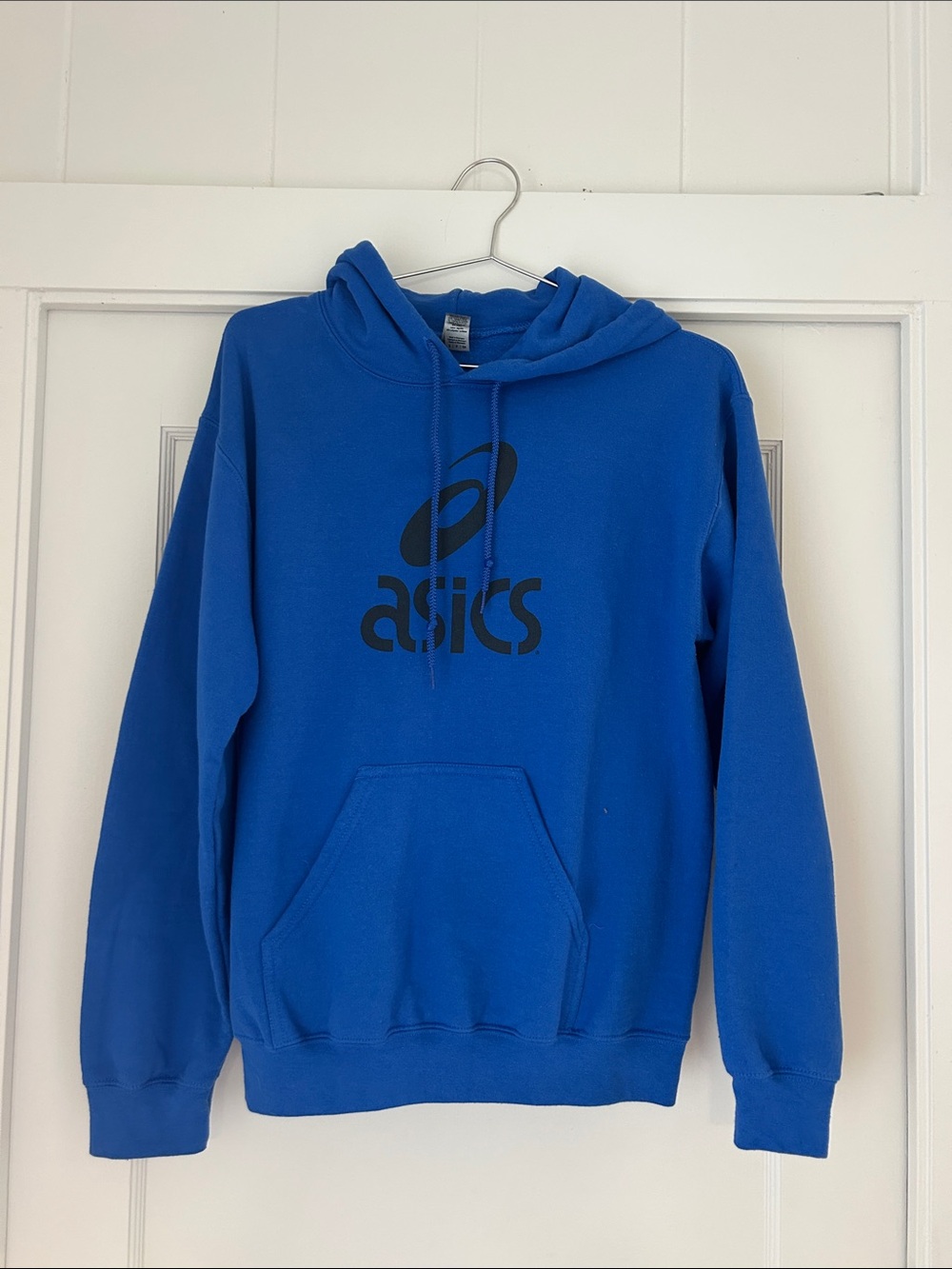 Asics Blue Pullover Hoodie with Black Logo